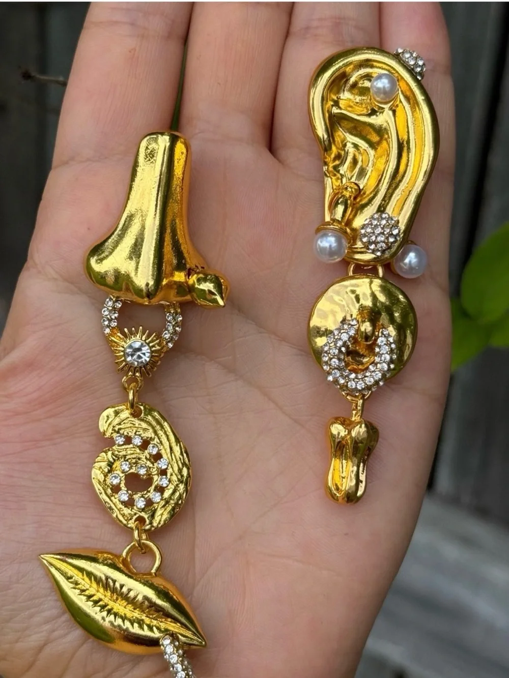 Luxurious Gold Drop Earrings with Pearl Accents